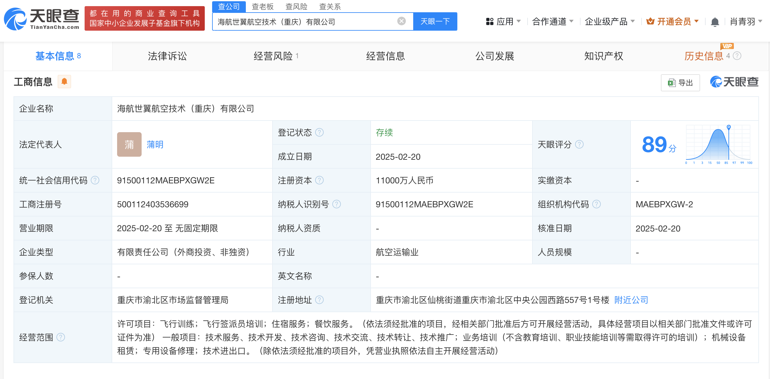 海航控股等在重庆成立世翼航空技术公司